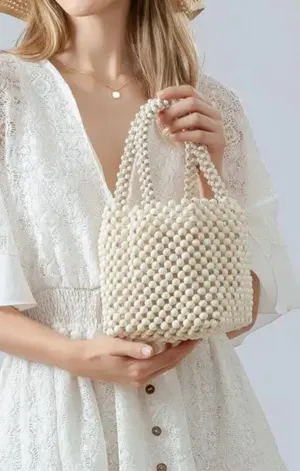 Adia Wood Beaded Bag