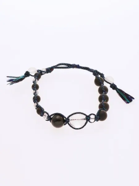 ASA Pattern Engraved Crystal x Blue Tiger Eye Bracelet