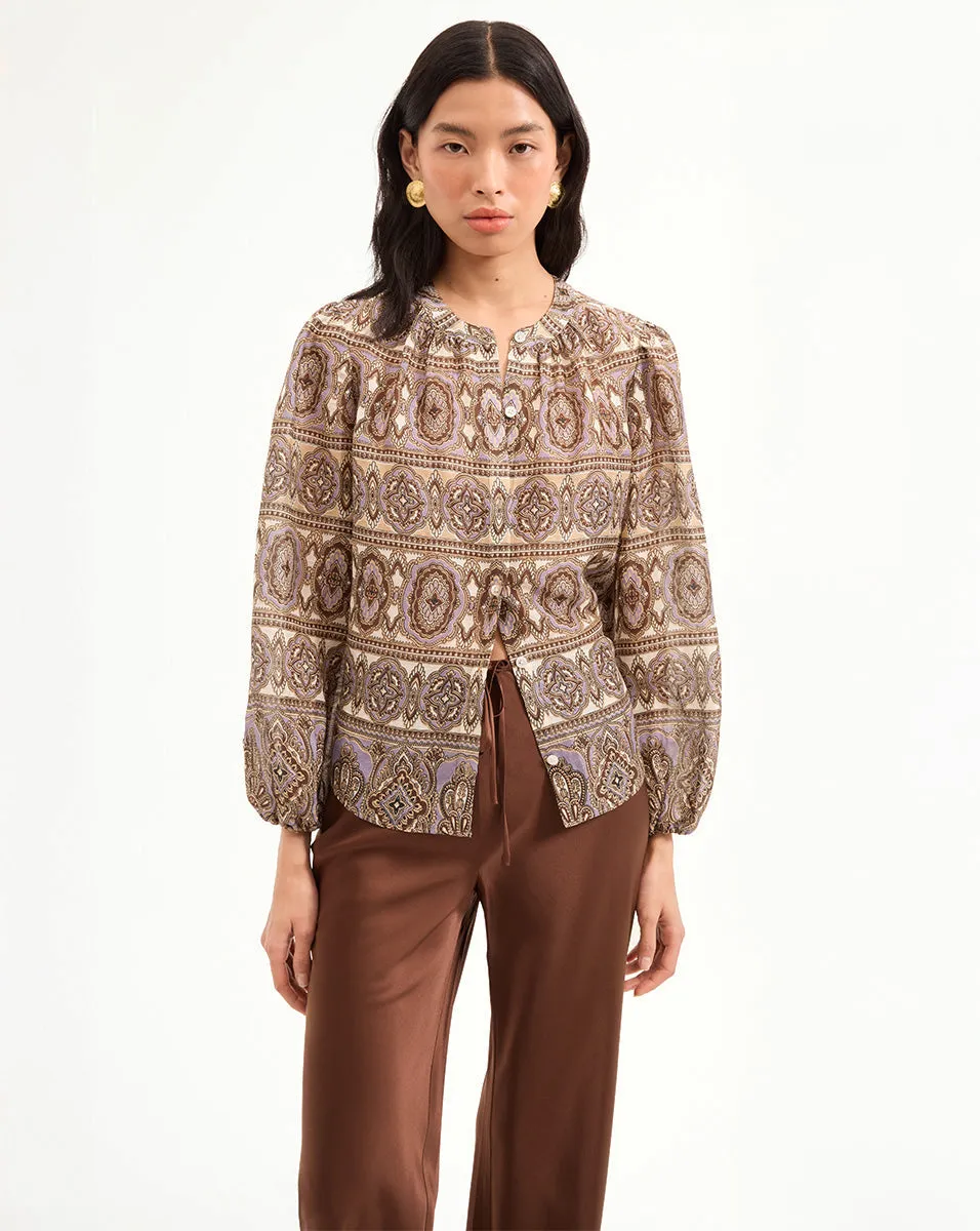 Ashlynn Silk-Linen Blouse