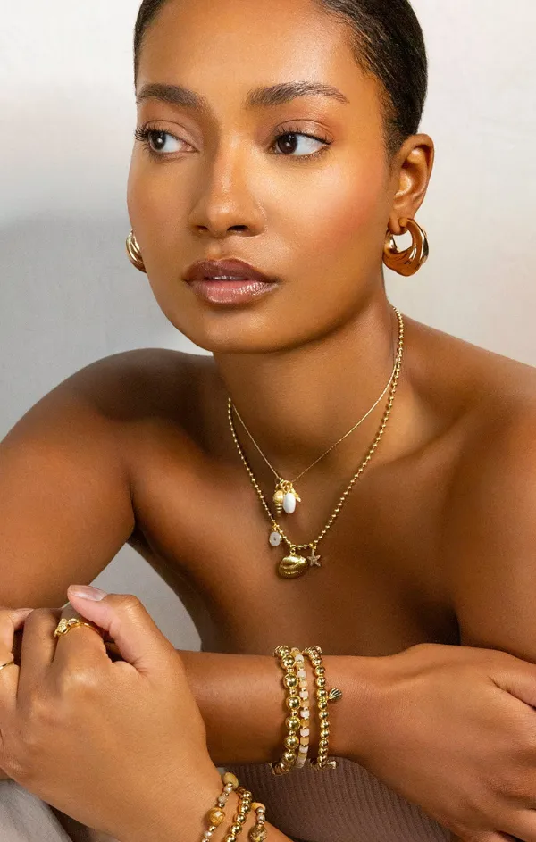 Ball Chain Necklace with Shell Charms