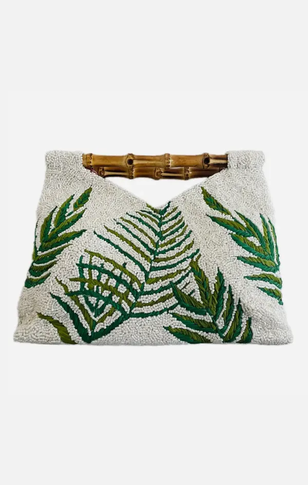 Bamboo Handle Beaded Bag