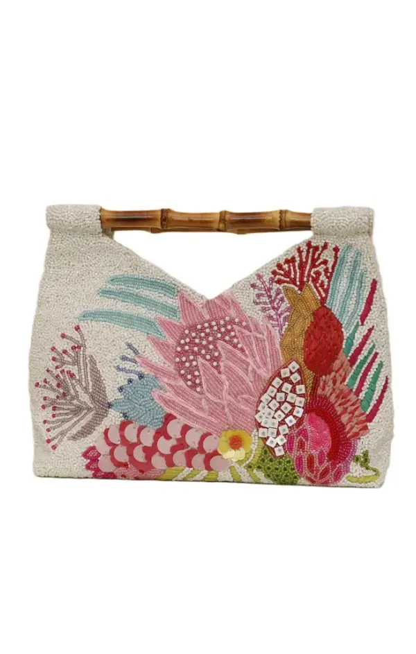 Bamboo Handle Beaded Bag