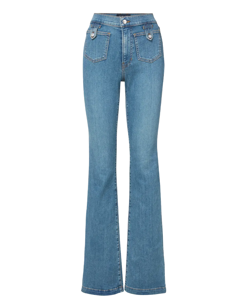 Beverly Patch-Pocket Skinny-Flare Jean