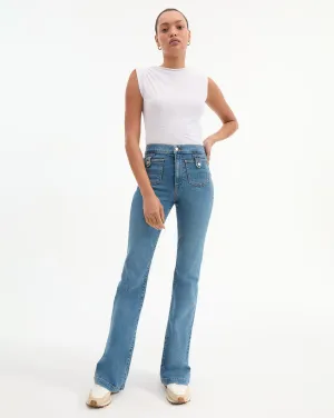 Beverly Patch-Pocket Skinny-Flare Jean