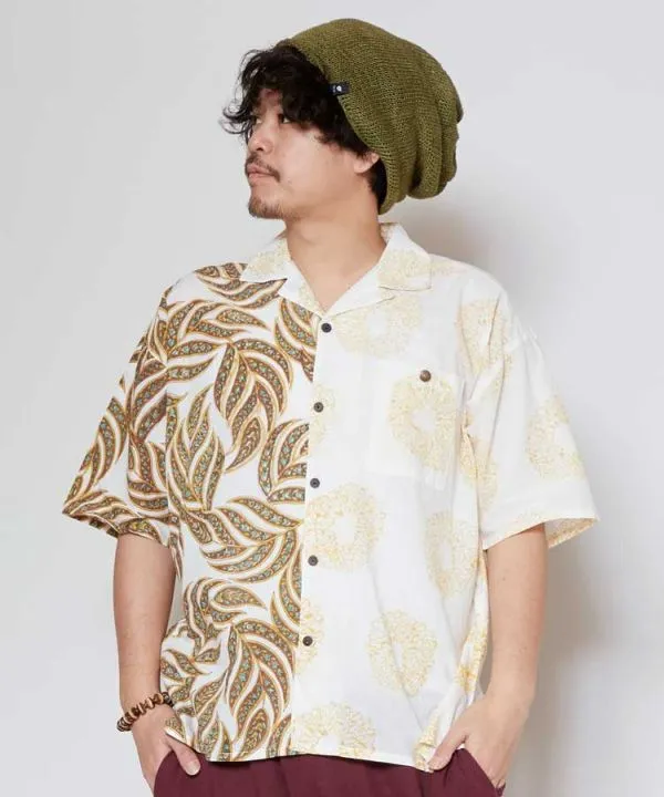 Block Pirnt Open Collar Shirt