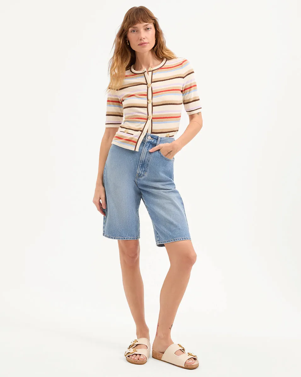 Brendan Striped Short-Sleeve Cardigan