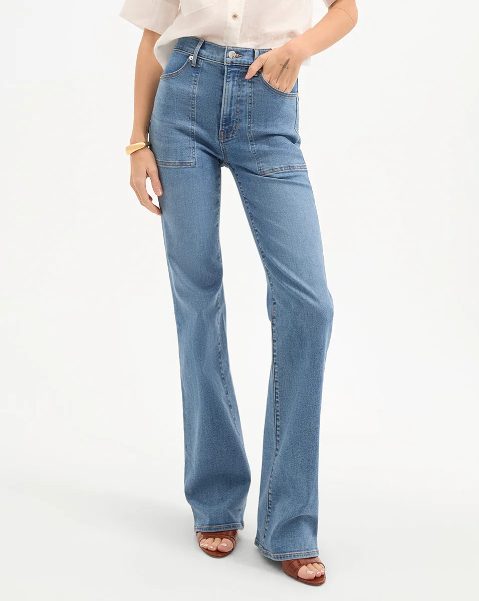 Crosbie Patch-Pocket Slim Wide-Leg Jean