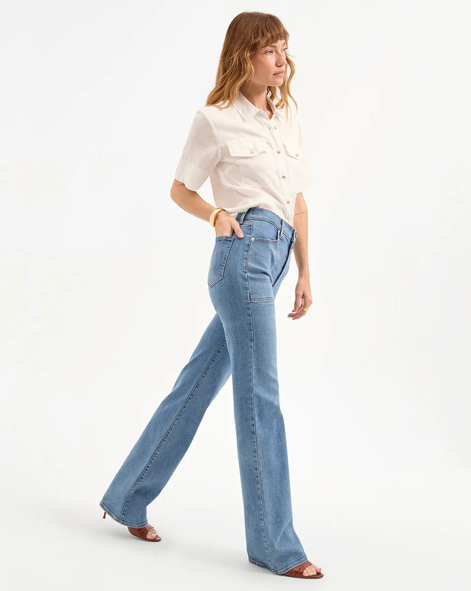 Crosbie Patch-Pocket Slim Wide-Leg Jean