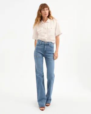 Crosbie Patch-Pocket Slim Wide-Leg Jean