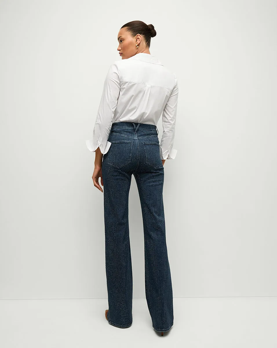 Crosbie Rhinestone Slim Wide-Leg Jean
