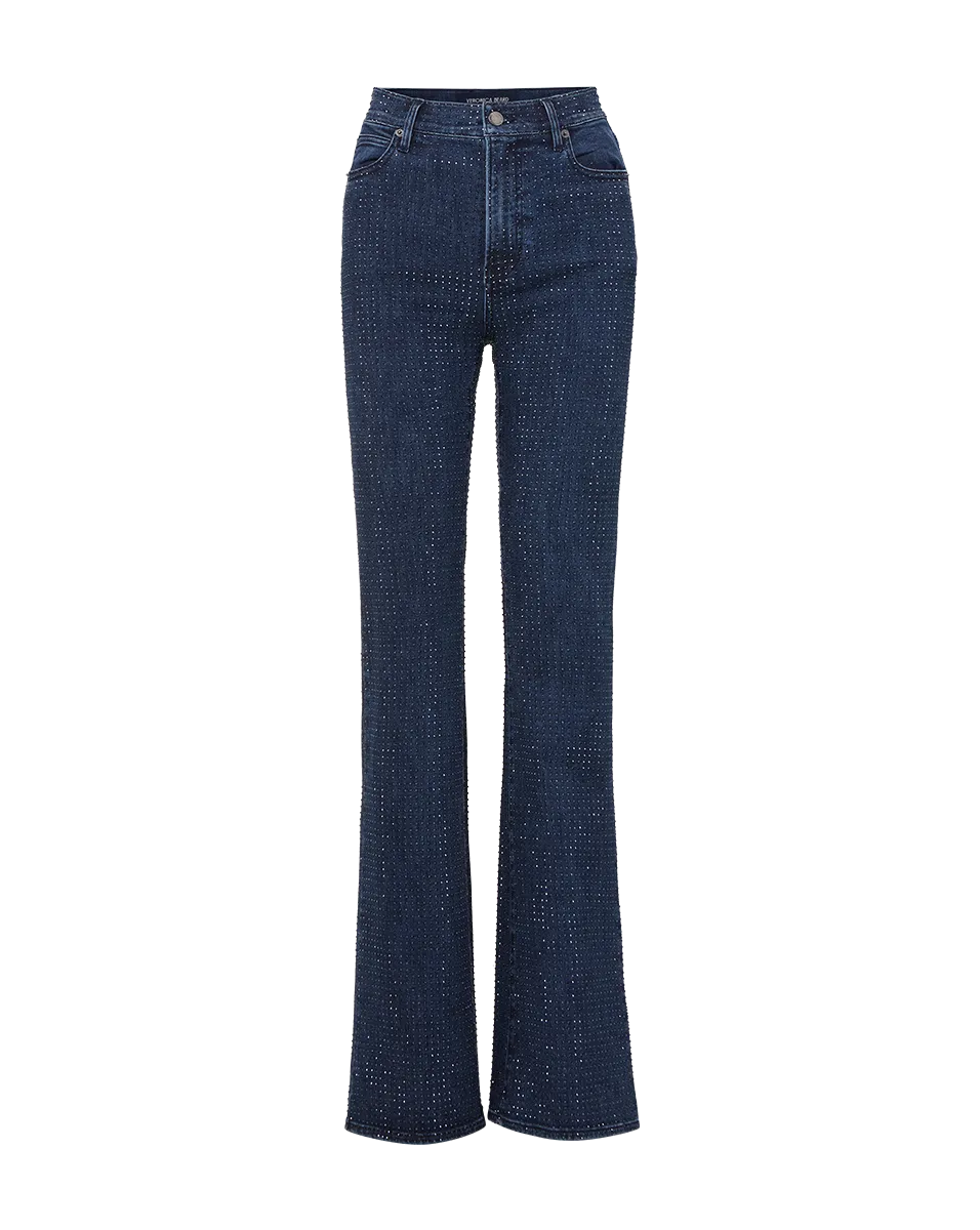 Crosbie Rhinestone Slim Wide-Leg Jean