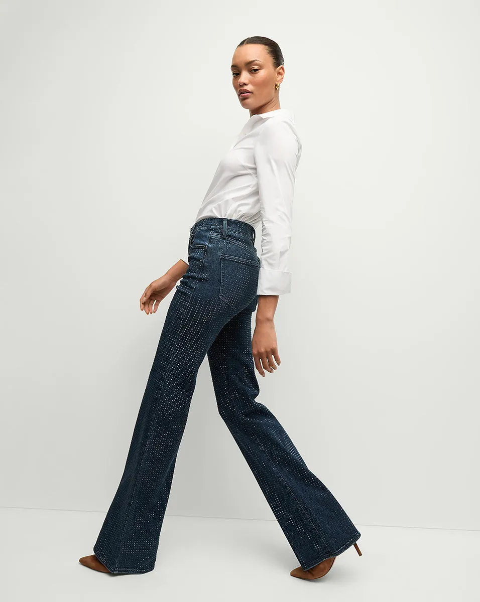 Crosbie Rhinestone Slim Wide-Leg Jean