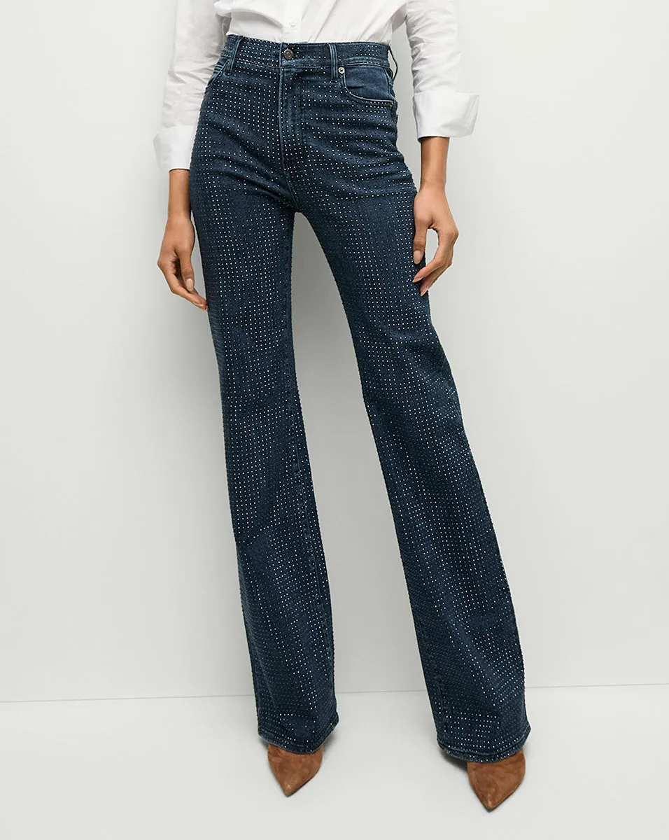 Crosbie Rhinestone Slim Wide-Leg Jean