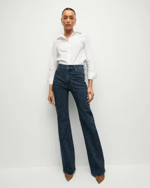 Crosbie Rhinestone Slim Wide-Leg Jean