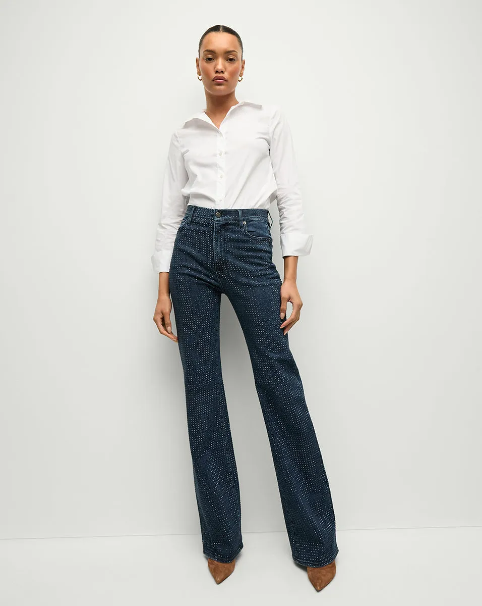 Crosbie Rhinestone Slim Wide-Leg Jean