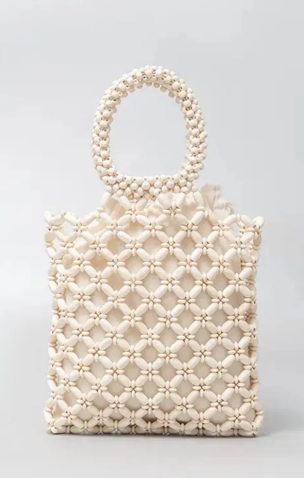 Daina Wood Beaded Bag
