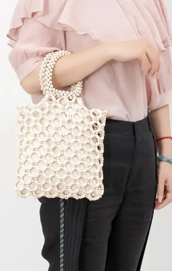 Daina Wood Beaded Bag
