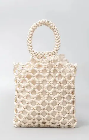 Daina Wood Beaded Bag