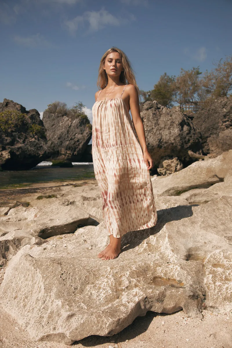 DUSK SKY TIE DYE DRESS - MAUVE