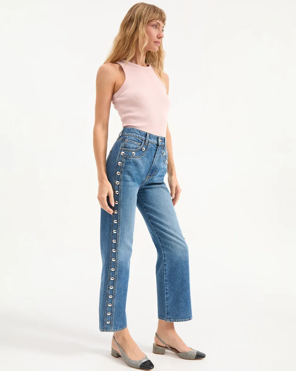 Dylan Studded Straight-Leg Jean