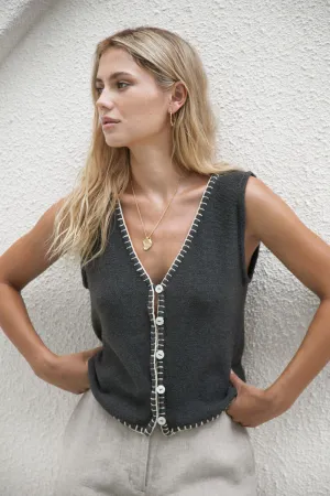 EARTH DAYS TOP - CHARCOAL