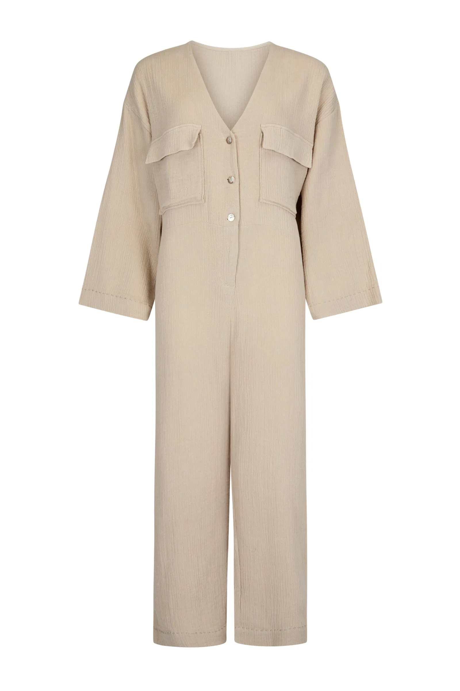 EVERYWHERE WE GO JUMPSUIT - BEIGE