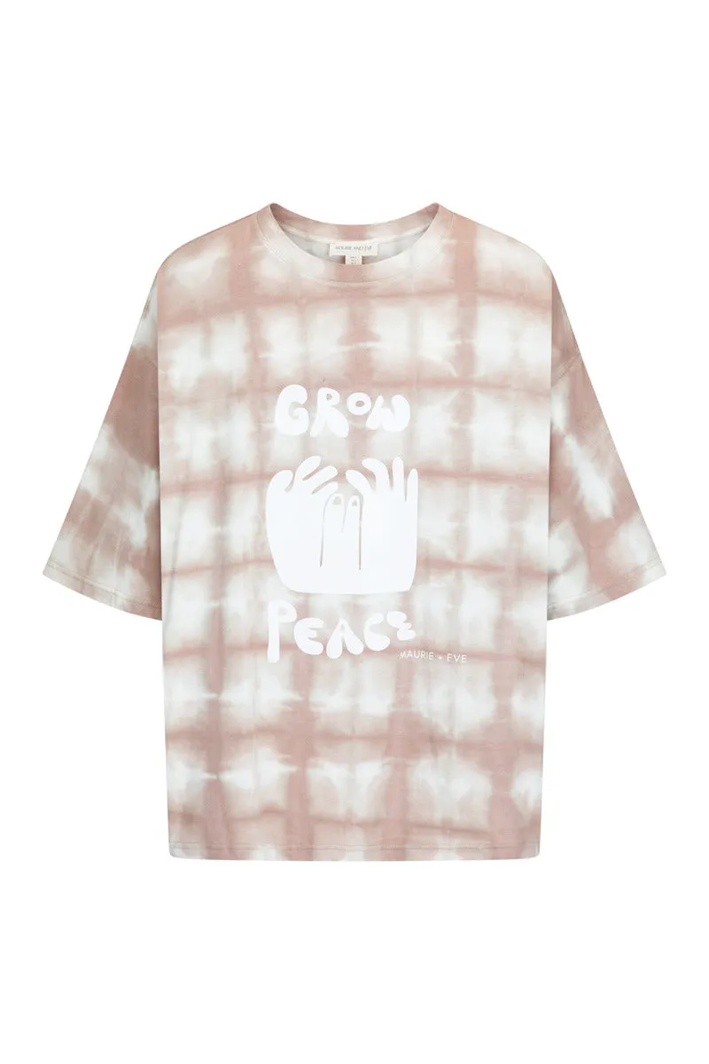 GROW PEACE PRINT TEE - TAUPE