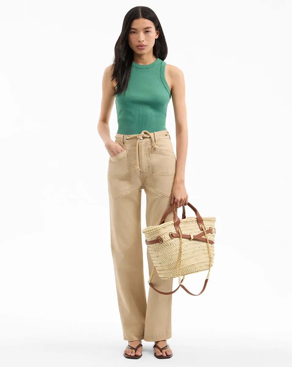 Heather Straight-Leg Twill Pant
