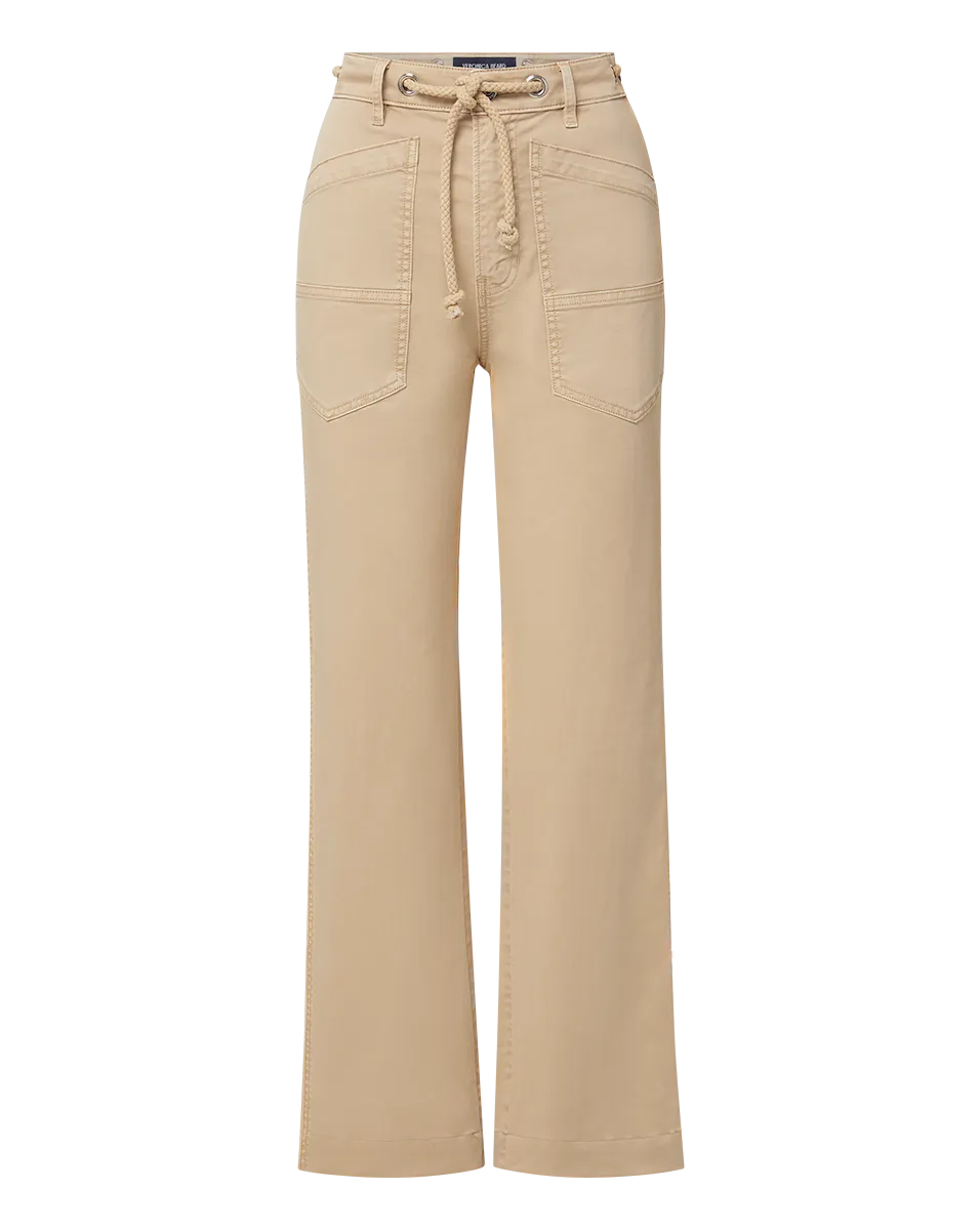 Heather Straight-Leg Twill Pant