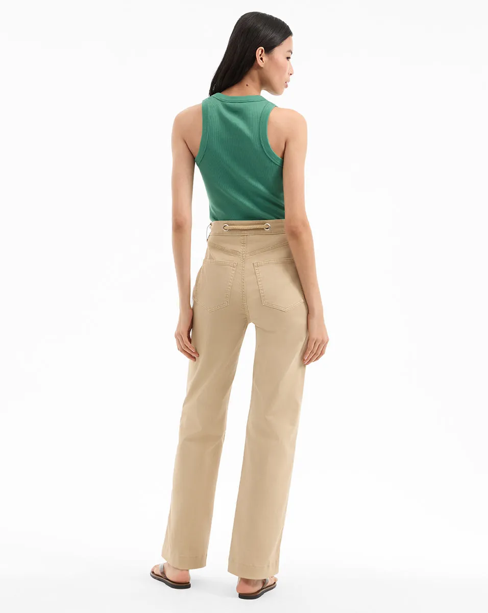 Heather Straight-Leg Twill Pant