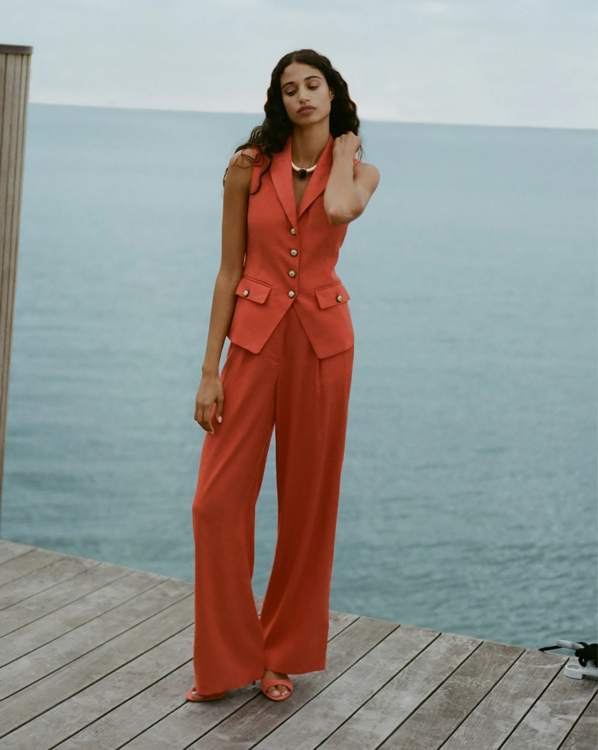 Heyser Wide-Leg Stretch-Linen Pant