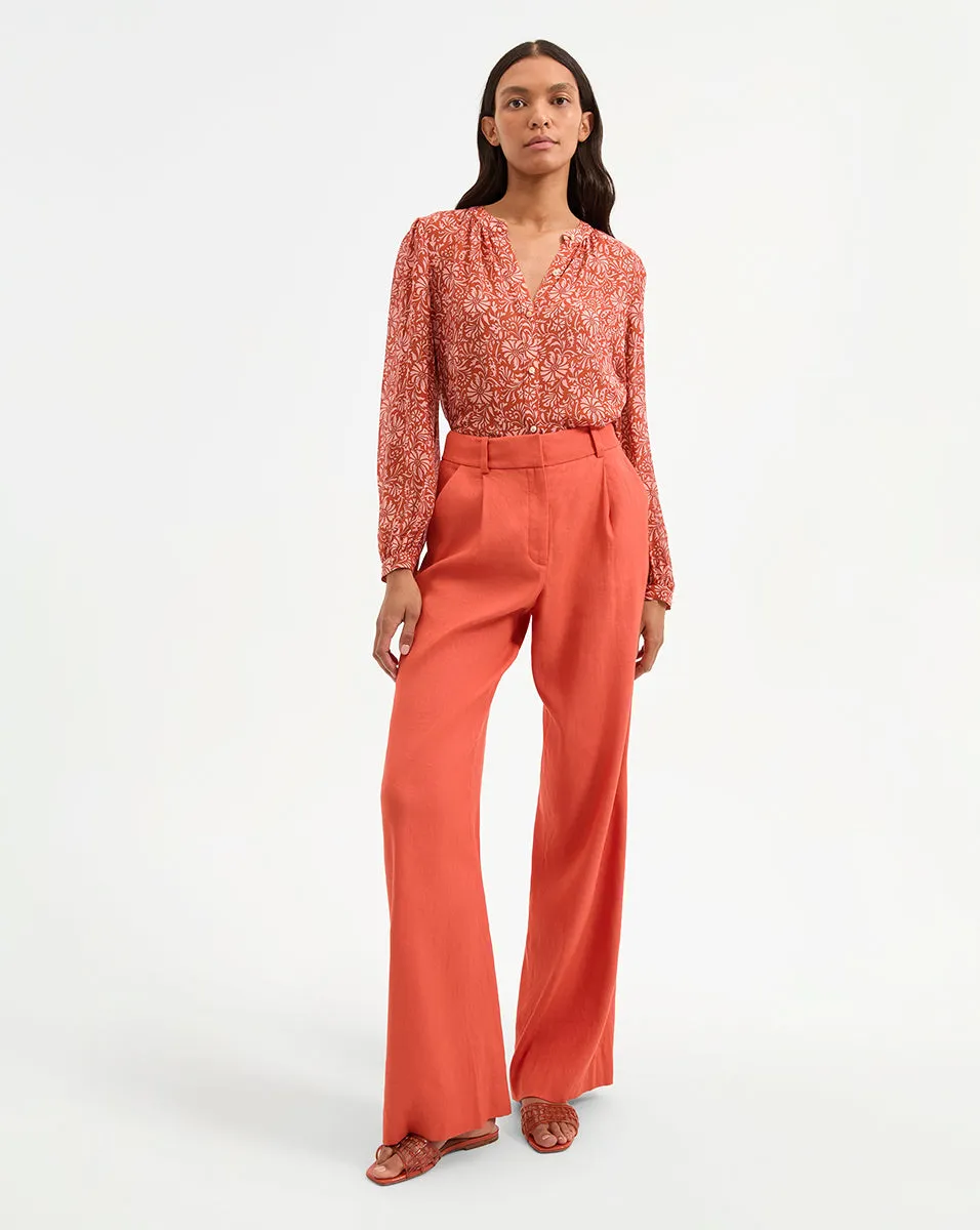 Heyser Wide-Leg Stretch-Linen Pant
