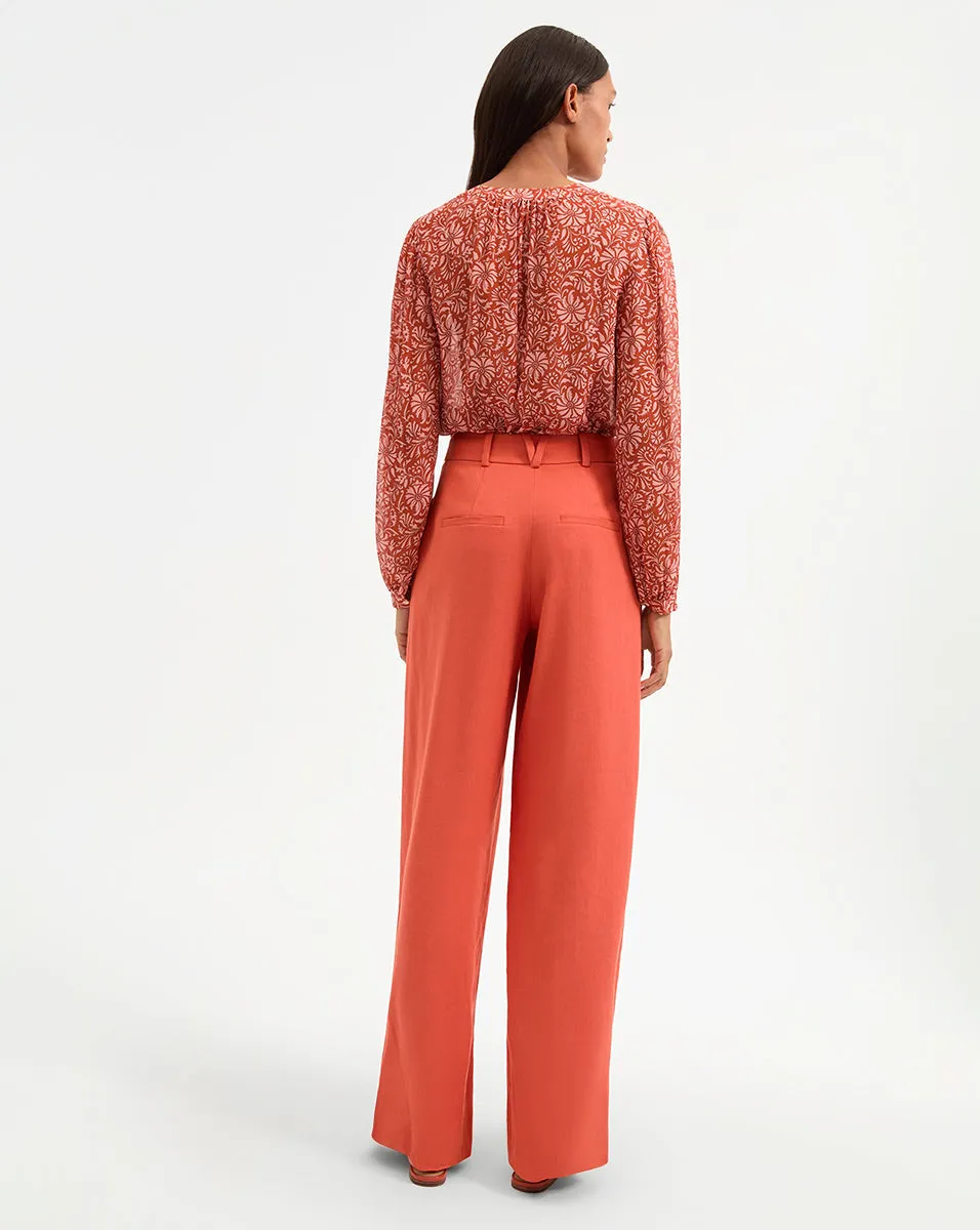 Heyser Wide-Leg Stretch-Linen Pant