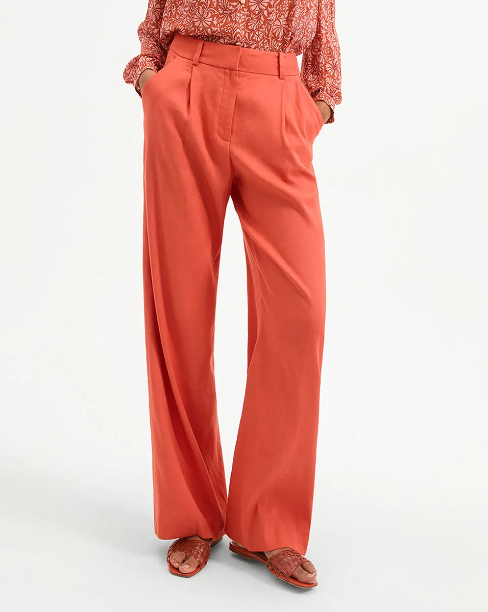 Heyser Wide-Leg Stretch-Linen Pant