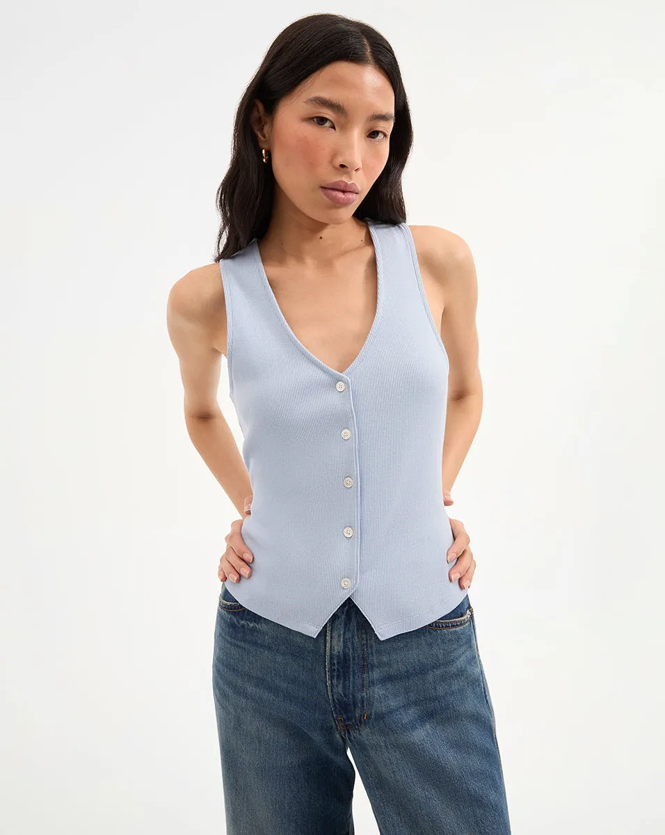 Hoorne Button-Down Tank Top