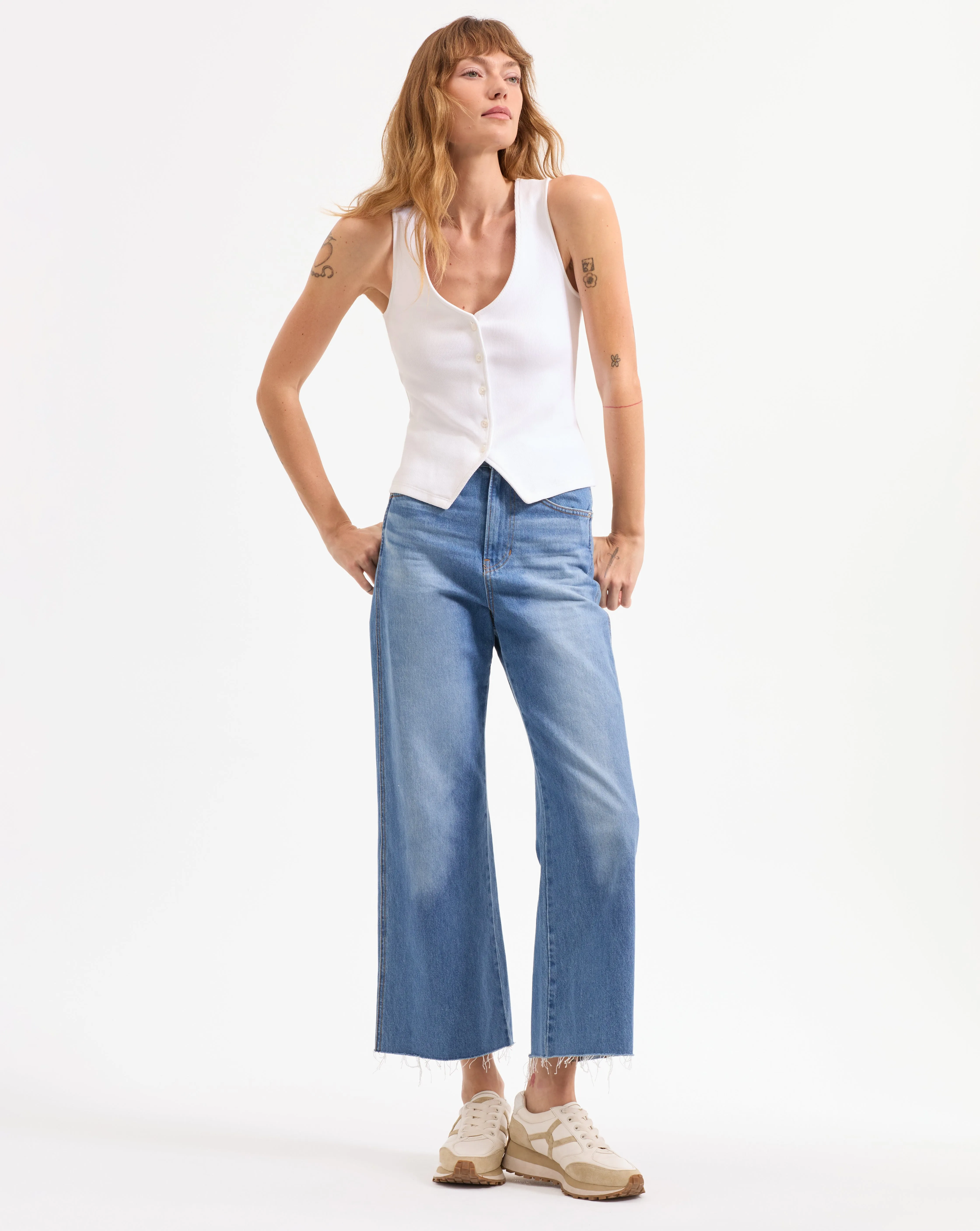Hoorne Button-Down Tank Top