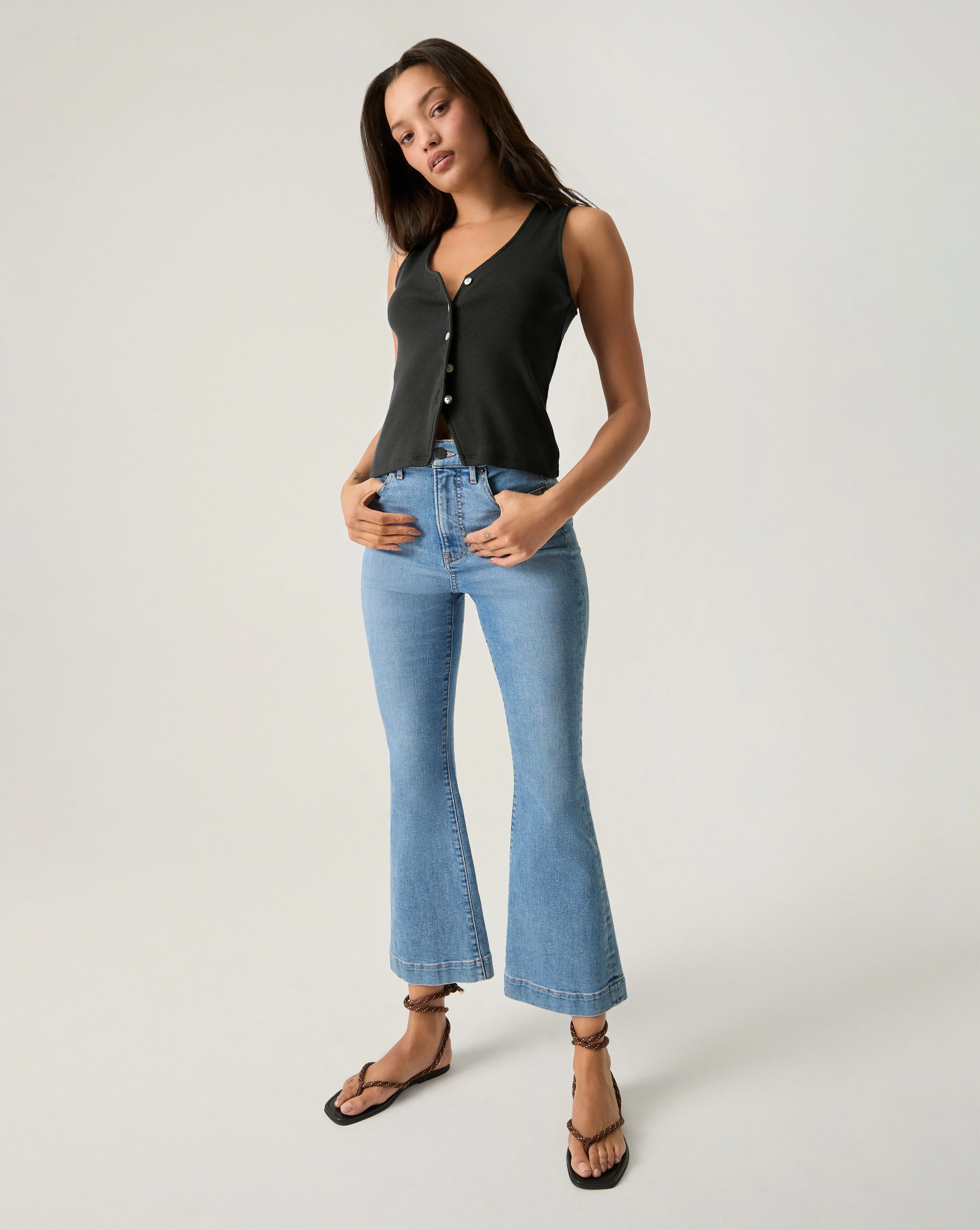 Hoorne Button-Down Tank Top