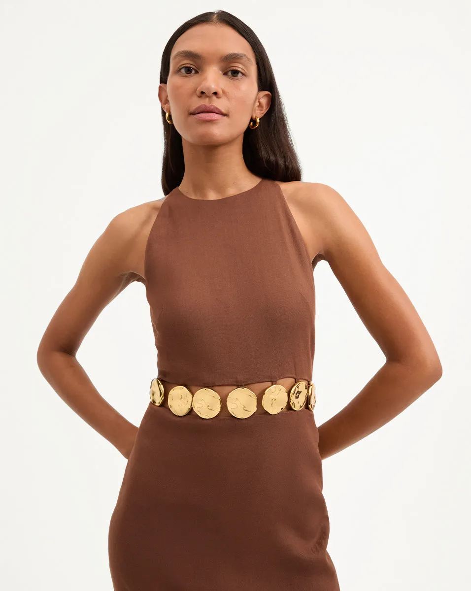 Isla Gold Medallion Midi Dress