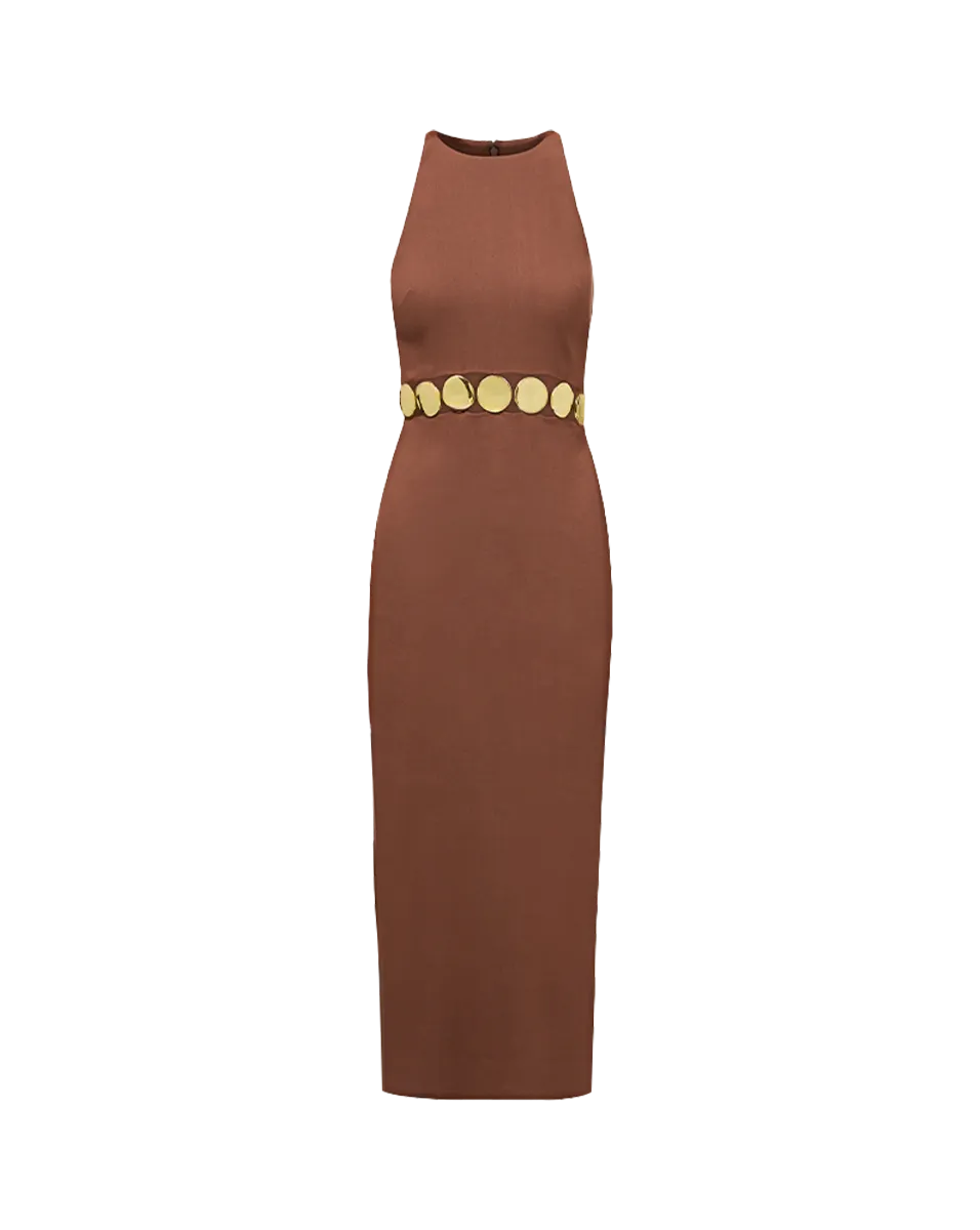 Isla Gold Medallion Midi Dress