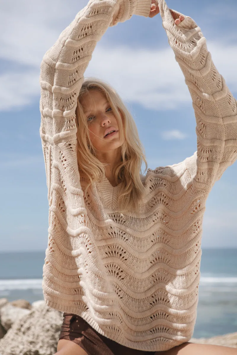 IT COMES IN WAVES TOP - CREAM