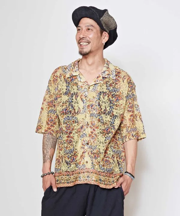 Lace Shirt Open Collar Shirt