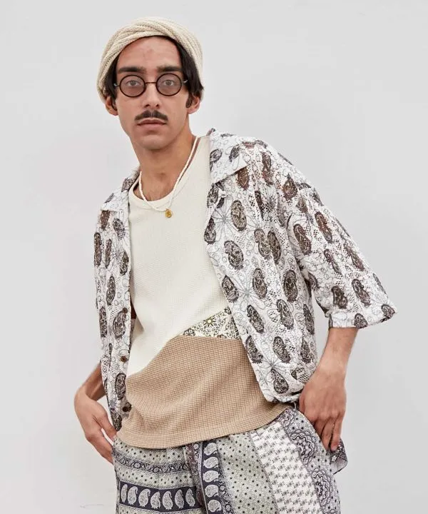 Lace Shirt Open Collar Shirt