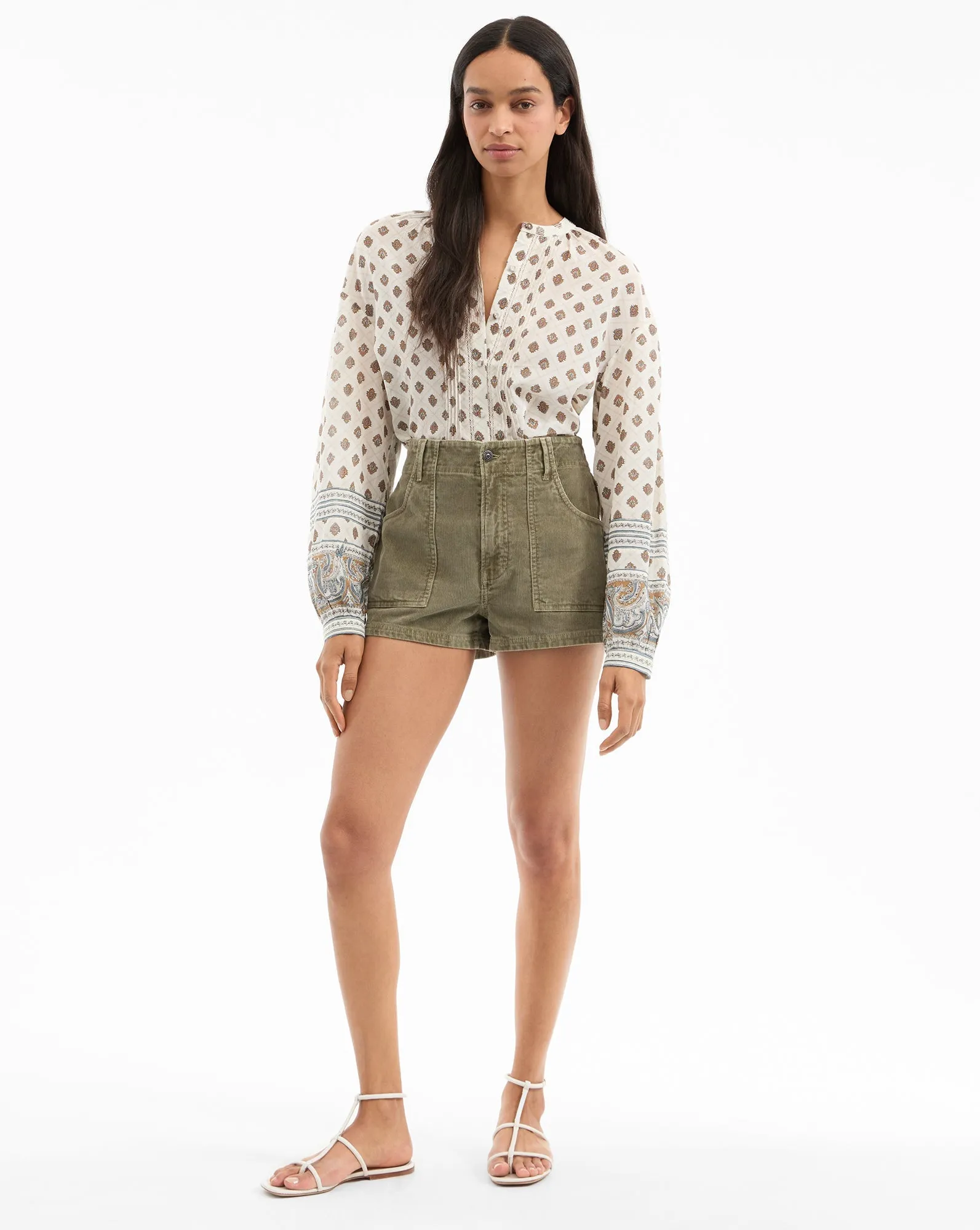 Lollie Paisley Button-Down Blouse