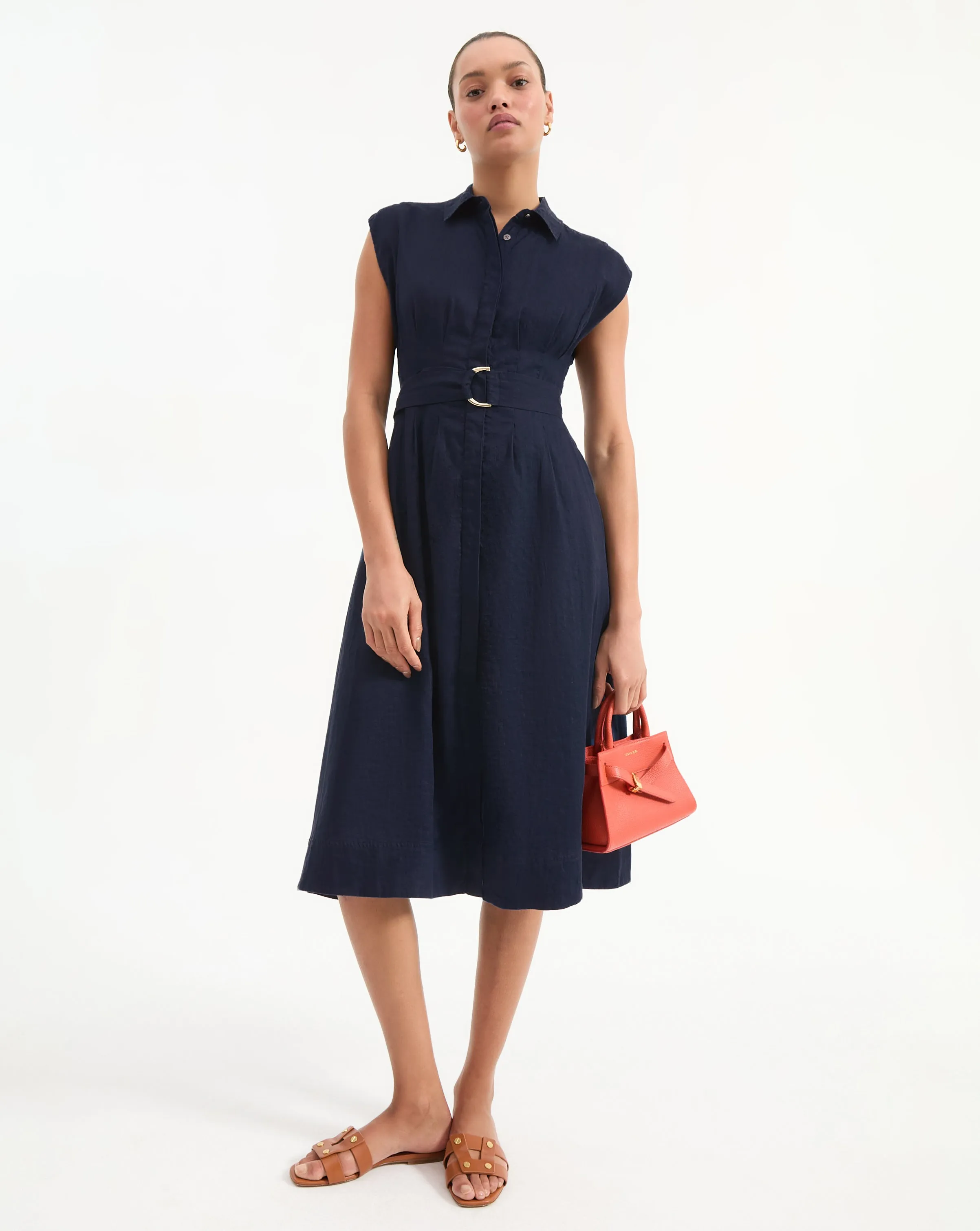 Loreta Belted Linen Dress