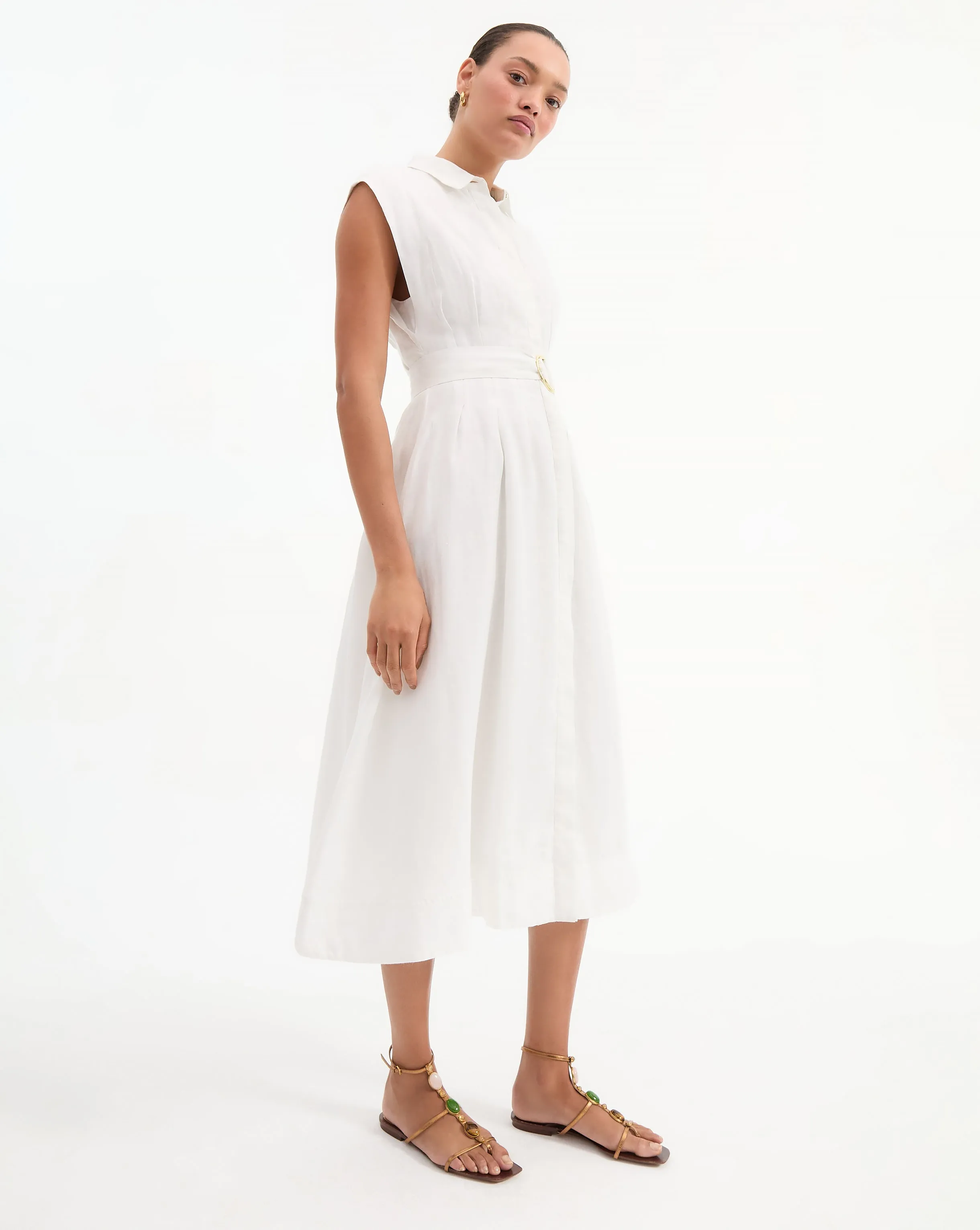 Loreta Belted Linen Dress