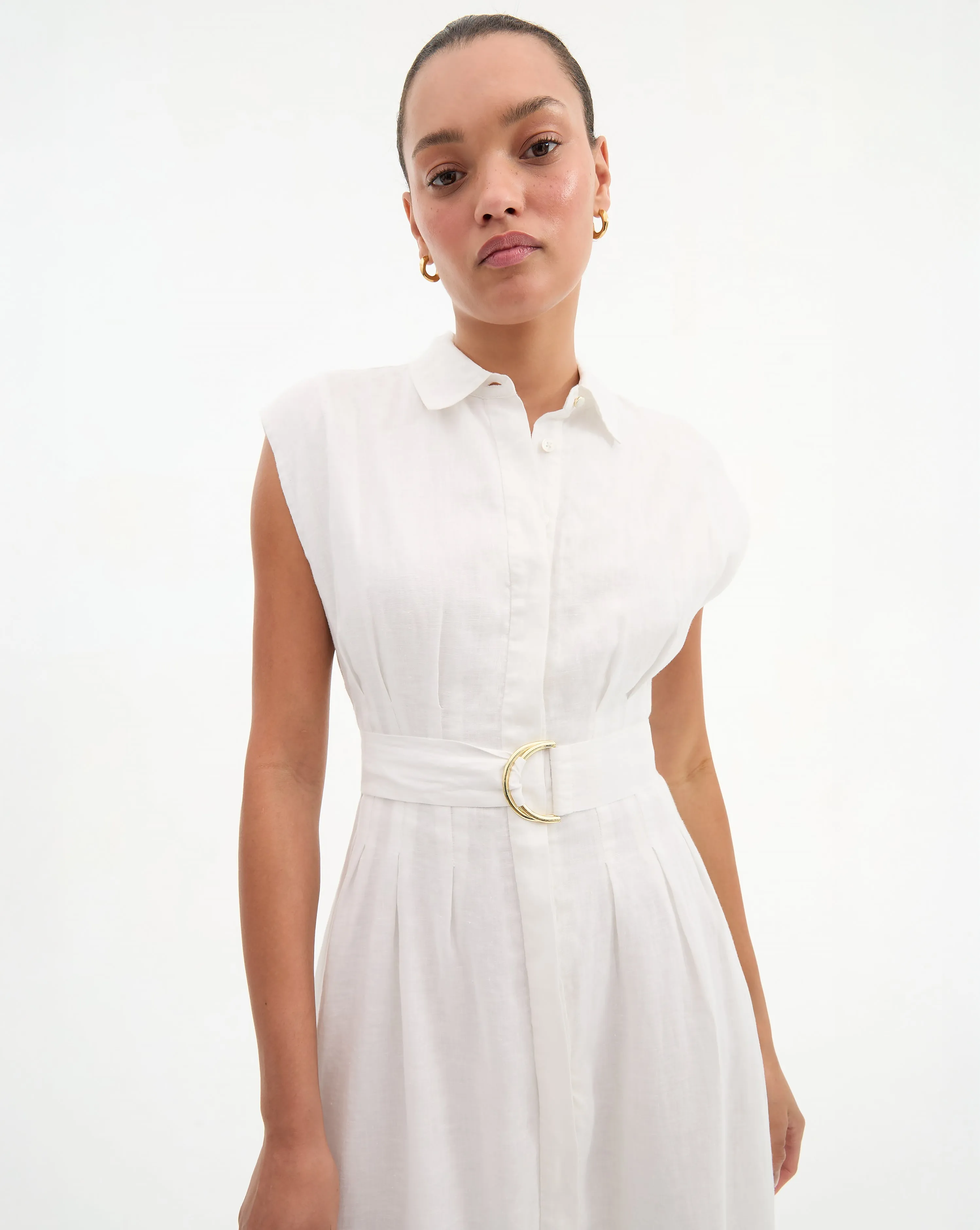 Loreta Belted Linen Dress