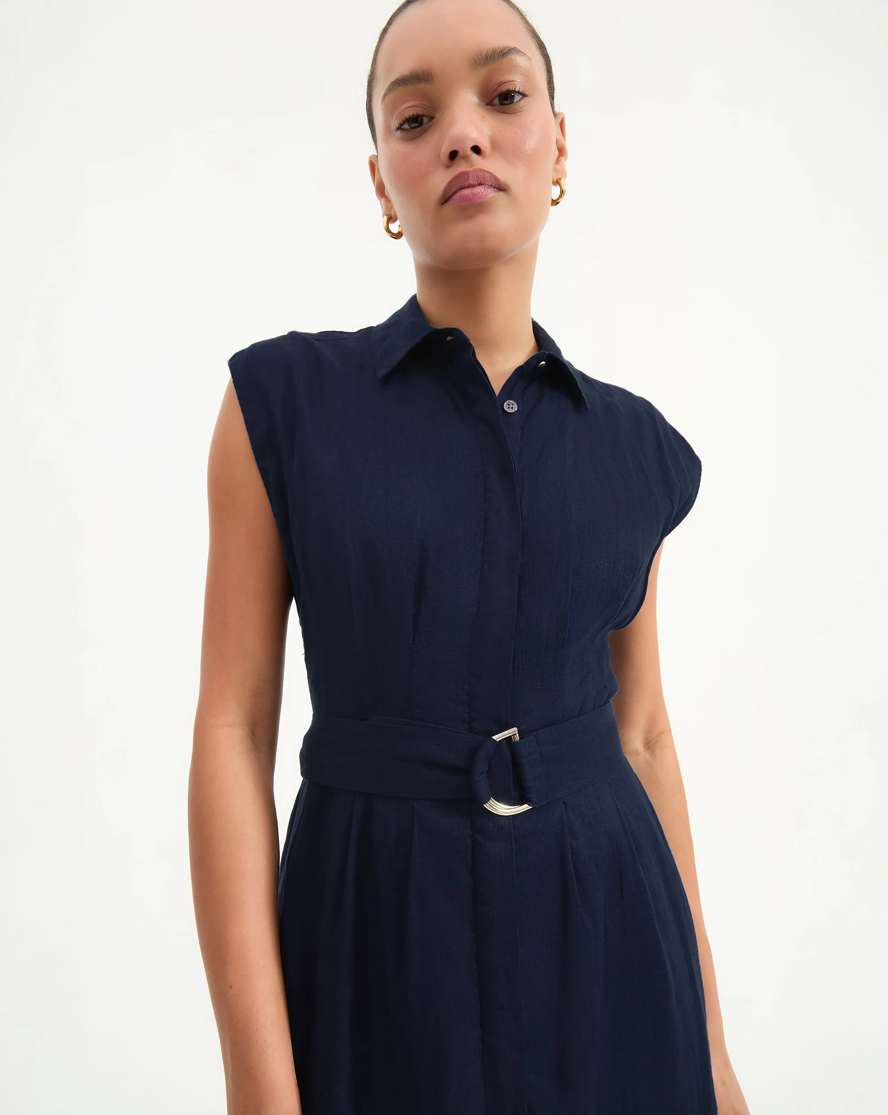Loreta Belted Linen Dress