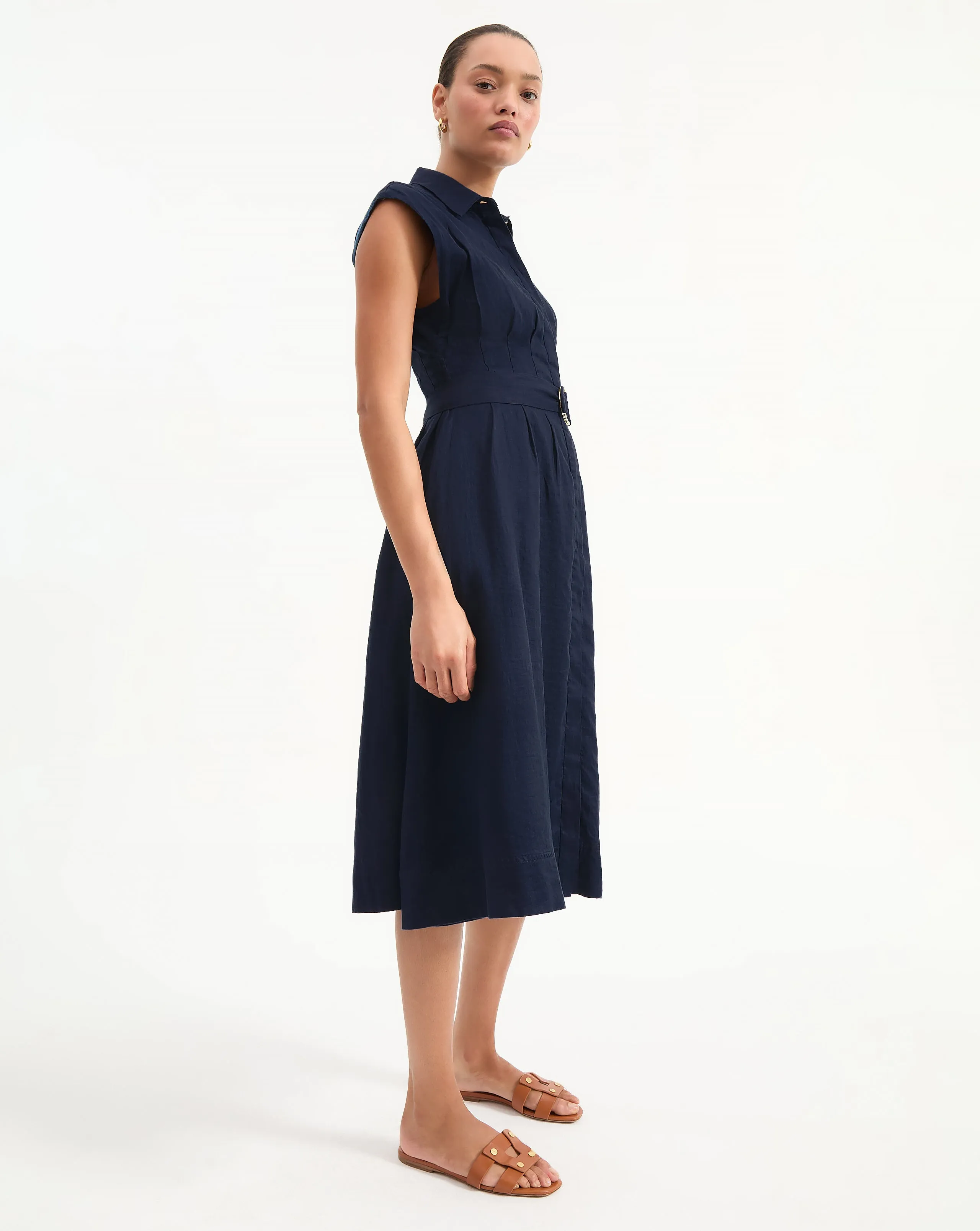 Loreta Belted Linen Dress