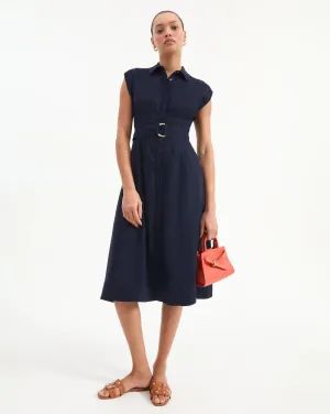 Loreta Belted Linen Dress