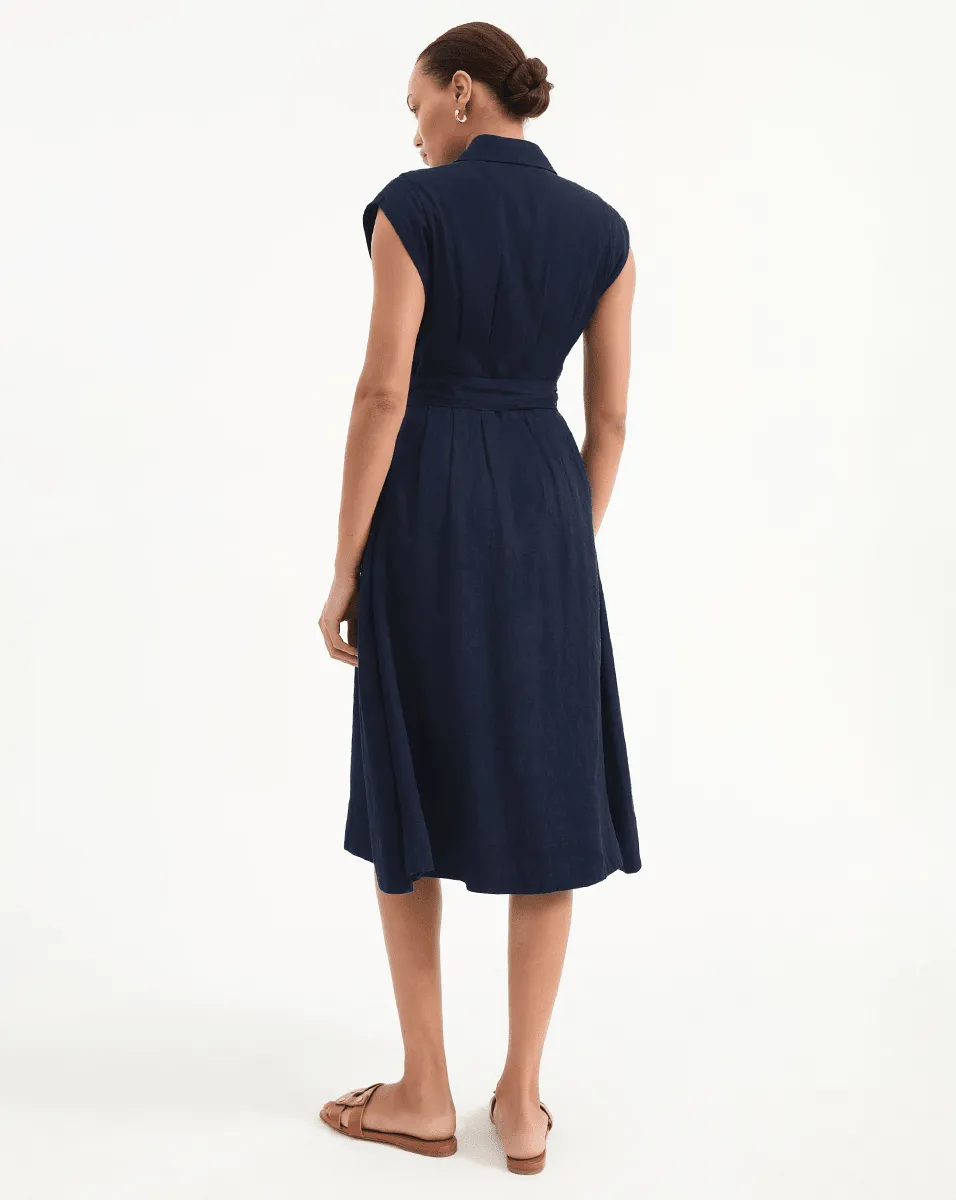 Loreta Belted Linen Dress